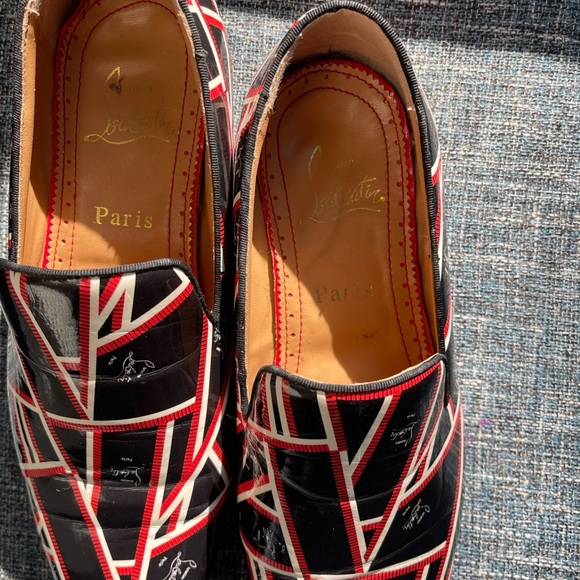 Christian Louboutin Black and Red Patterned Loafers - Picture 14 of 15